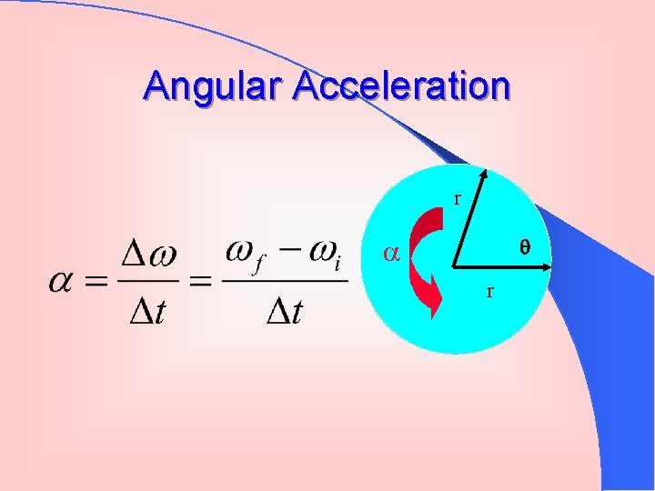 Angular Acceleration r r 