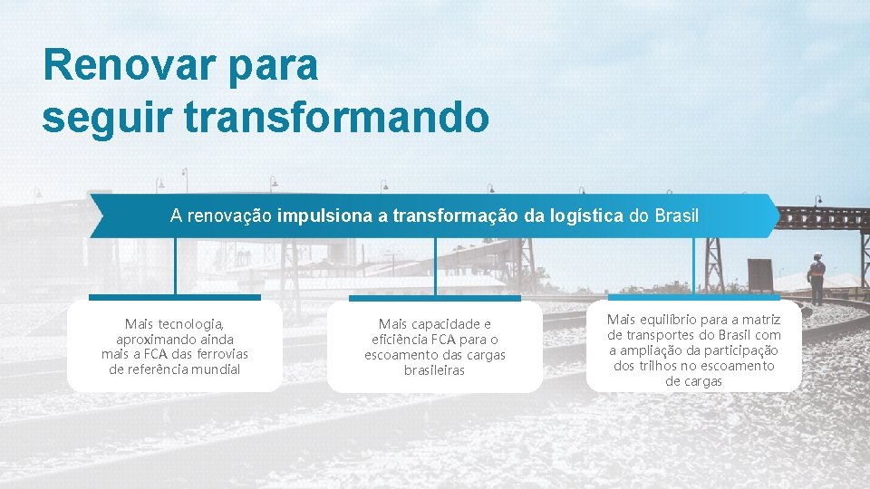 Renovar para seguir transformando A renovação impulsiona a transformação da logística do Brasil Mais