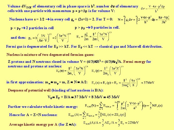 Volume d. VTOT of elementary cell in phase space is h 3. number d