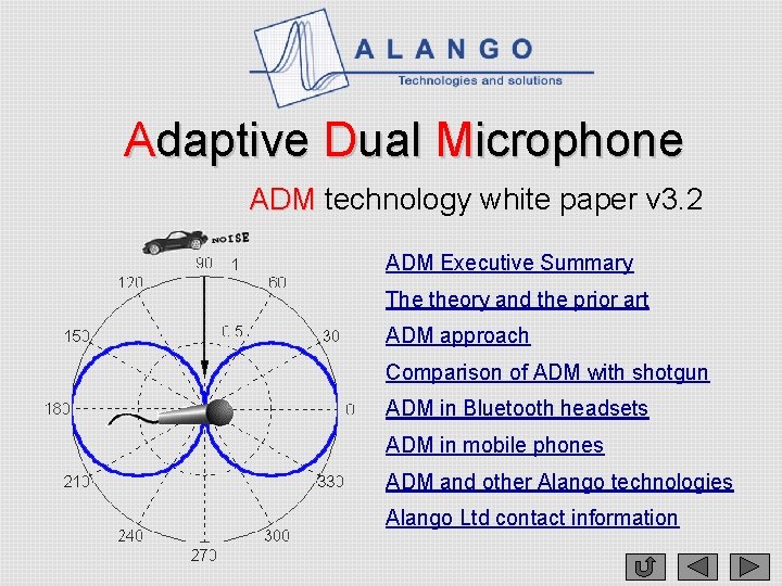 Adaptive Dual Microphone ADM technology white paper v 3. 2 ADM Executive Summary The
