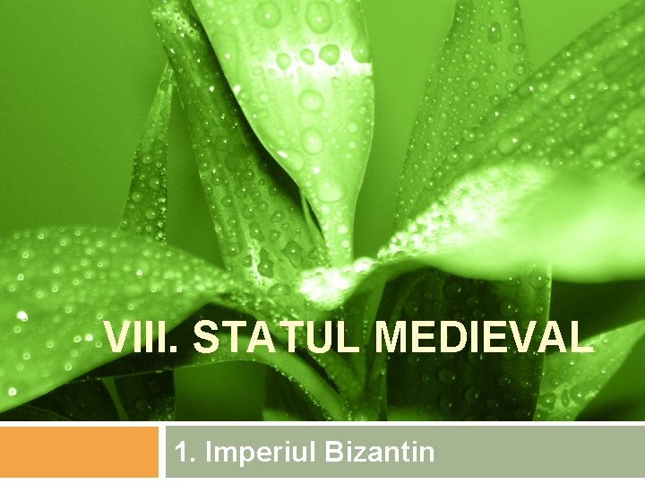 VIII. STATUL MEDIEVAL 1. Imperiul Bizantin 
