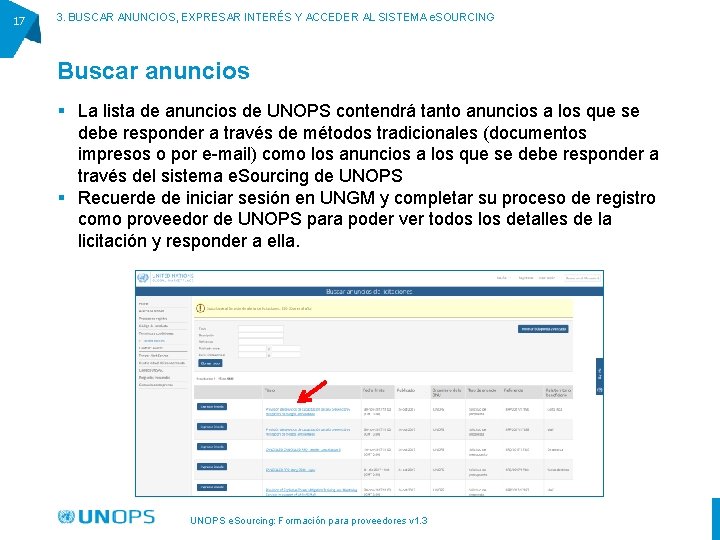 17 3. BUSCAR ANUNCIOS, EXPRESAR INTERÉS Y ACCEDER AL SISTEMA e. SOURCING Buscar anuncios