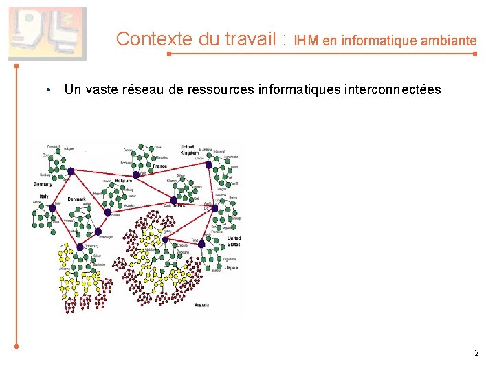Contexte du travail : IHM en informatique ambiante • Un vaste réseau de ressources