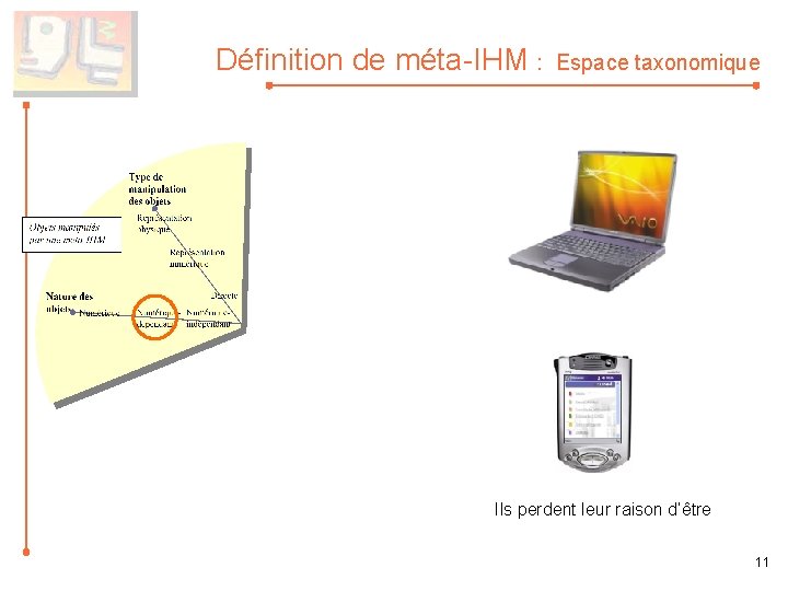 Définition de méta-IHM : Espace taxonomique Ils perdent leur raison d’être 11 