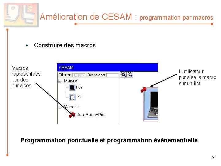 Amélioration de CESAM : programmation par macros • Construire des macros Macros représentées par