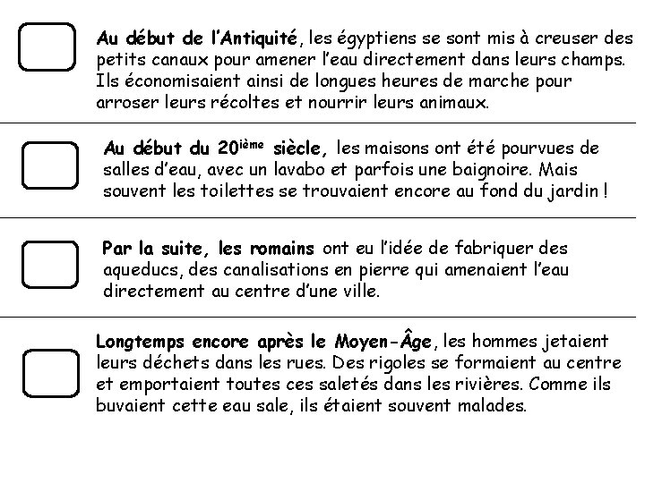 Au début de l’Antiquité, les égyptiens se sont mis à creuser des petits canaux