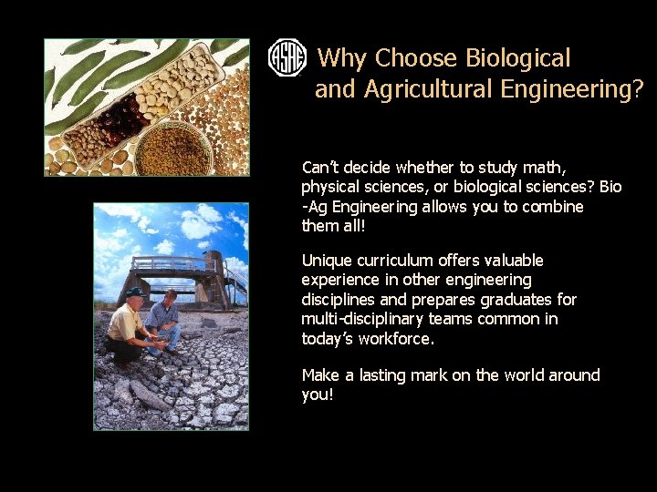 Why Choose Biological and Agricultural Engineering? Can’t decide whether to study math, physical sciences,