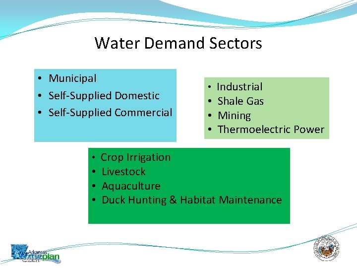 Water Demand Sectors • Municipal • Self-Supplied Domestic • Self-Supplied Commercial • Crop Irrigation