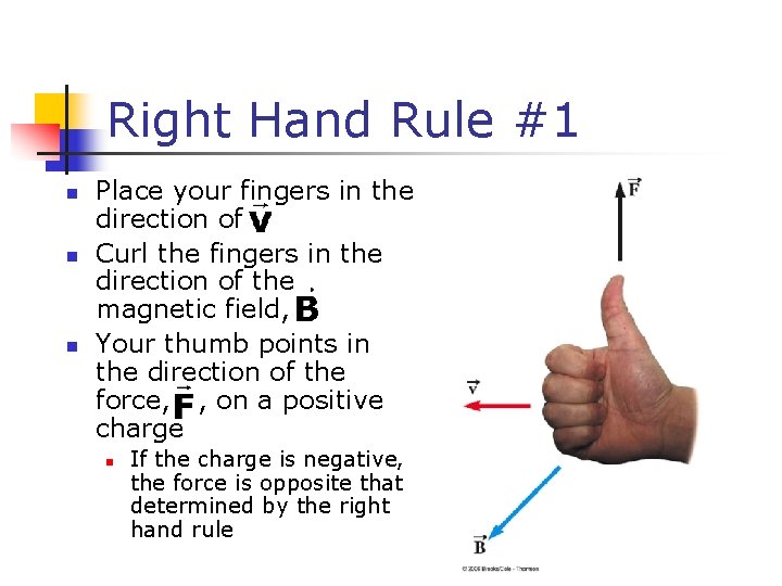 Right Hand Rule #1 n n n Place your fingers in the direction of