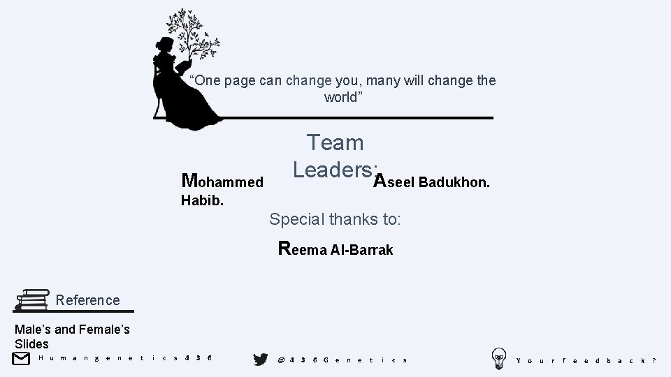 “One page can change you, many will change the world” Mohammed Team Leaders: Aseel