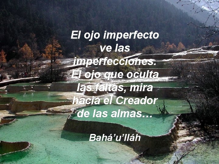 El ojo imperfecto ve las imperfecciones. El ojo que oculta las faltas, mira hacia