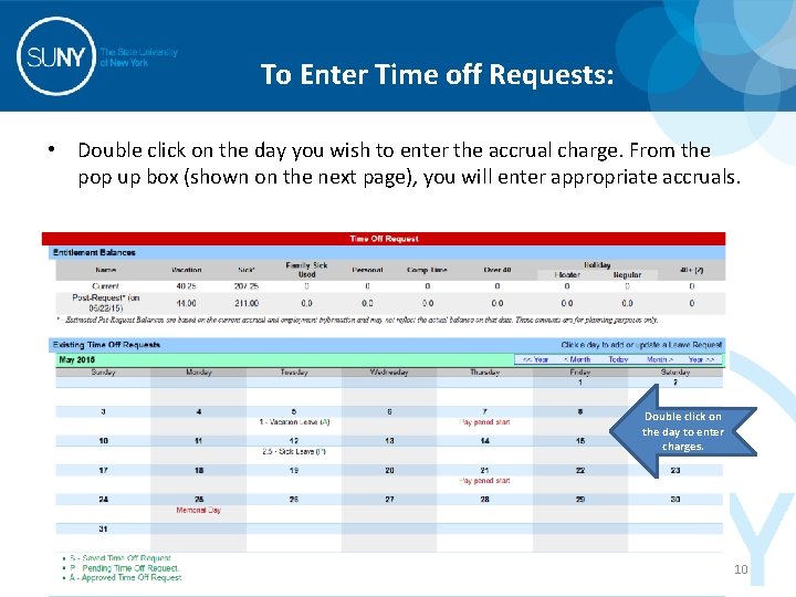 To Enter Time off Requests: • Double click on the day you wish to