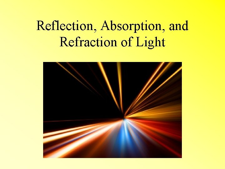 Reflection, Absorption, and Refraction of Light 