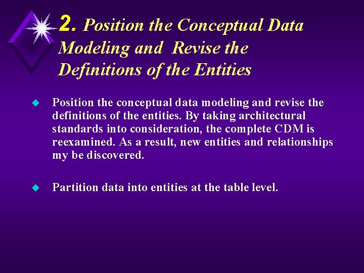 2. Position the Conceptual Data Modeling and Revise the Definitions of the Entities u