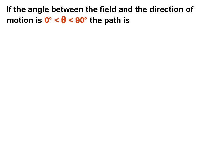 If the angle between the field and the direction of motion is 0° <