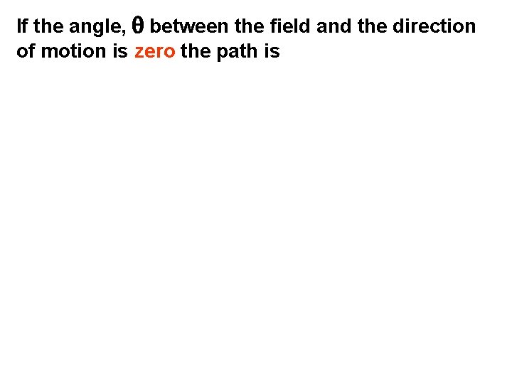 If the angle, q between the field and the direction of motion is zero