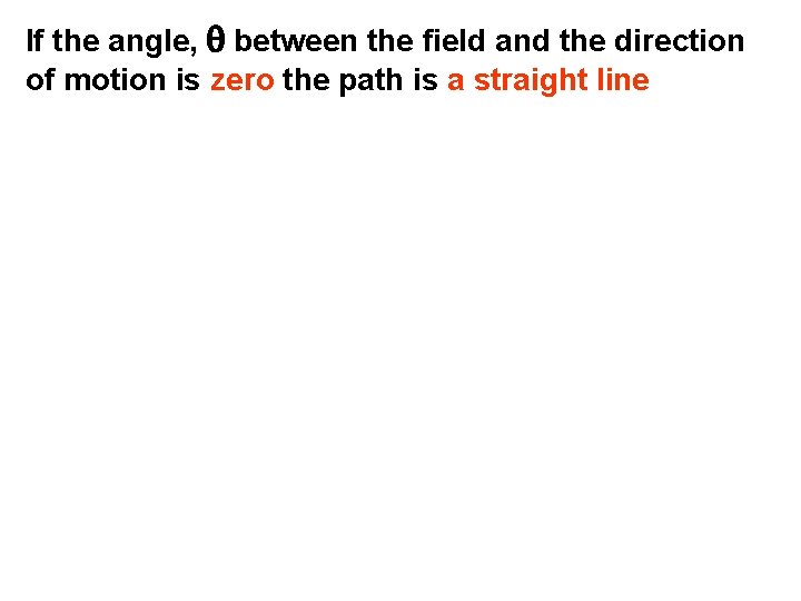 If the angle, q between the field and the direction of motion is zero