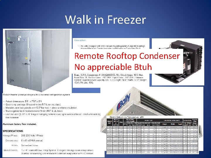 Walk in Freezer Remote Rooftop Condenser No appreciable Btuh 