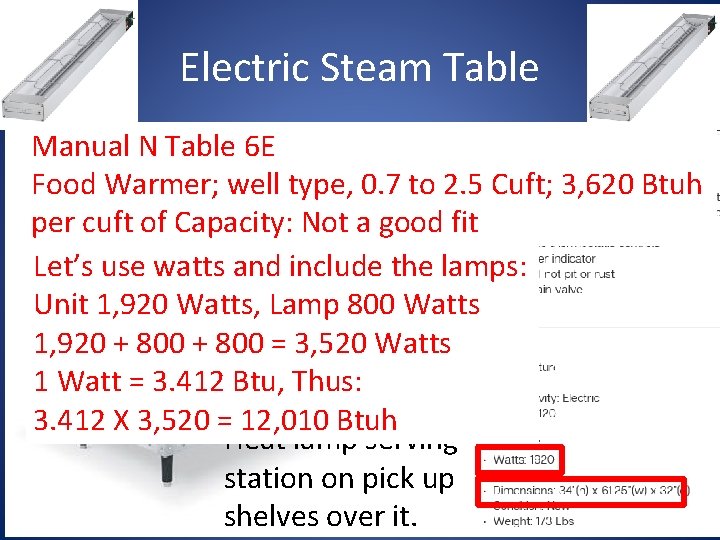 Electric Steam Table Manual N Table 6 E Food Warmer; well type, 0. 7