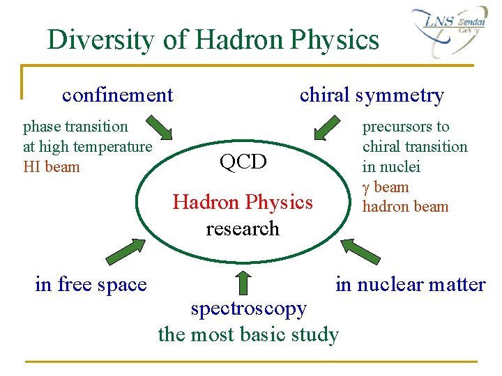 Diversity of Hadron Physics confinement phase transition at high temperature HI beam chiral symmetry Diversity of Hadron Physics confinement phase transition at high temperature HI beam chiral symmetry