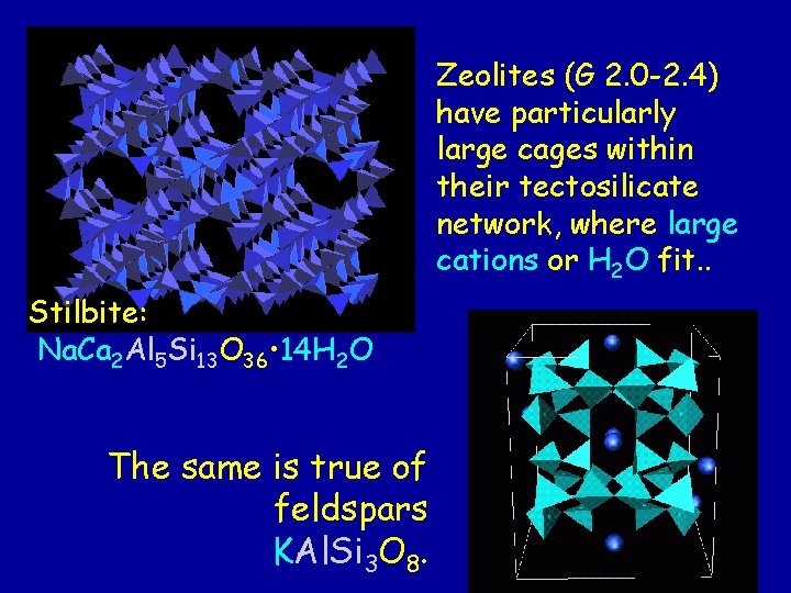 Zeolites (G 2. 0 -2. 4) have particularly large cages within their tectosilicate network,