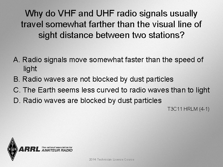 Why do VHF and UHF radio signals usually travel somewhat farther than the visual