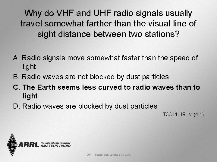 Why do VHF and UHF radio signals usually travel somewhat farther than the visual