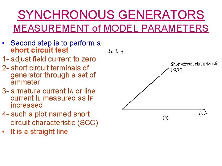 SYNCHRONOUS GENERATORS MEASUREMENT of MODEL PARAMETERS • Second step is to perform a short