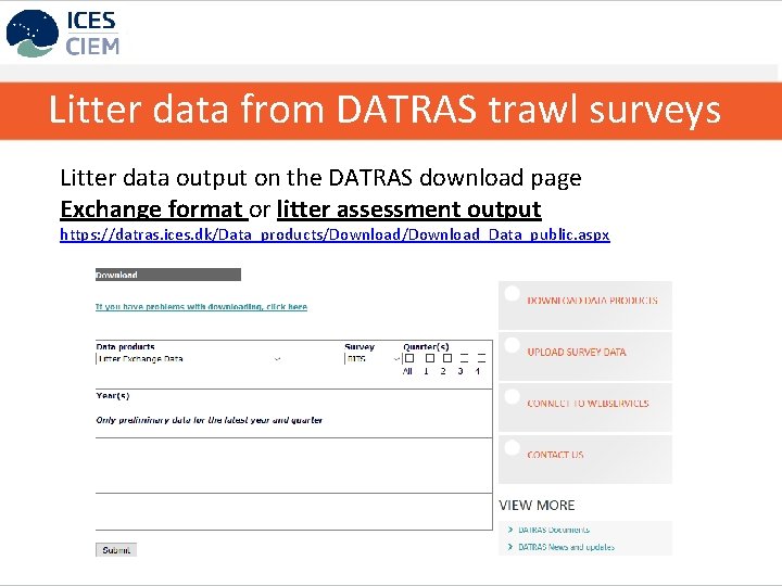 Litter data from DATRAS trawl surveys Litter data output on the DATRAS download page