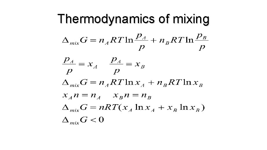 Thermodynamics of mixing 