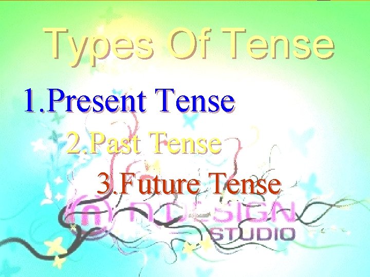 Types Of Tense 1. Present Tense 2. Past Tense 3. Future Tense Types Of Tense 1. Present Tense 2. Past Tense 3. Future Tense