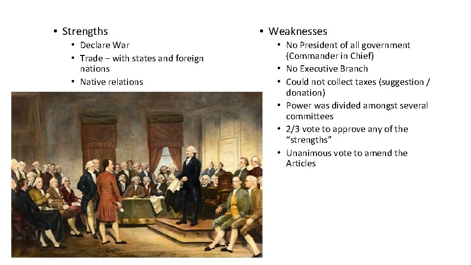  • Strengths • Declare War • Trade – with states and foreign nations