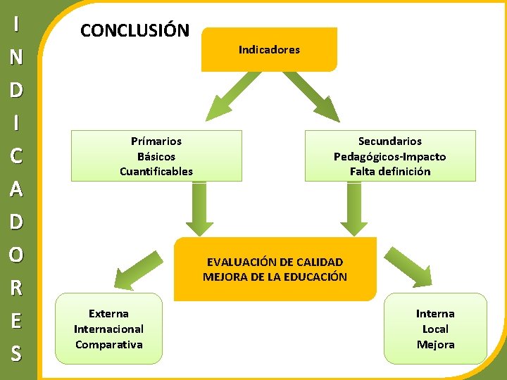 I N D I C A D O R E S CONCLUSIÓN Prímarios Básicos