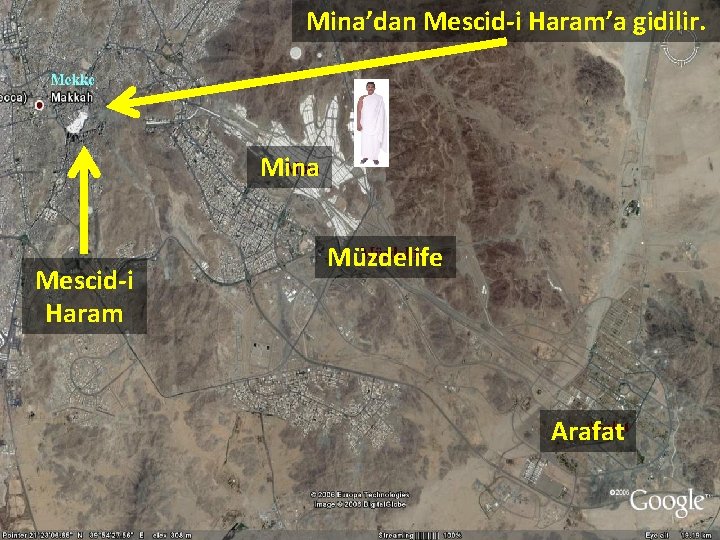 Mina’dan Mescid-i Haram’a gidilir. Mina Mescid-i Haram Müzdelife Arafat 