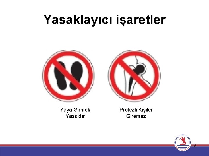 Yasaklayıcı işaretler Yaya Girmek Yasaktır Protezli Kişiler Giremez 16 