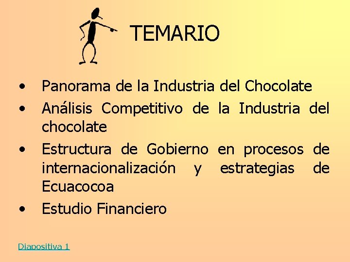 TEMARIO • • Panorama de la Industria del Chocolate Análisis Competitivo de la Industria