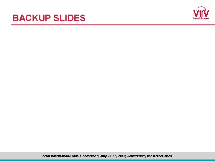 BACKUP SLIDES 22 nd International AIDS Conference; July 23 -27, 2018; Amsterdam, the Netherlands