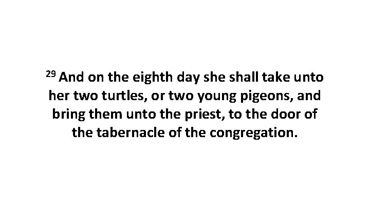 29 And on the eighth day she shall take unto her two turtles, or