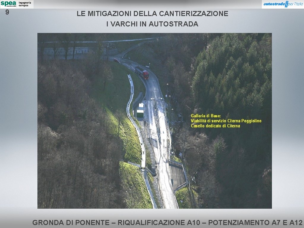 9 LE MITIGAZIONI DELLA CANTIERIZZAZIONE I VARCHI IN AUTOSTRADA GRONDA DI PONENTE – RIQUALIFICAZIONE