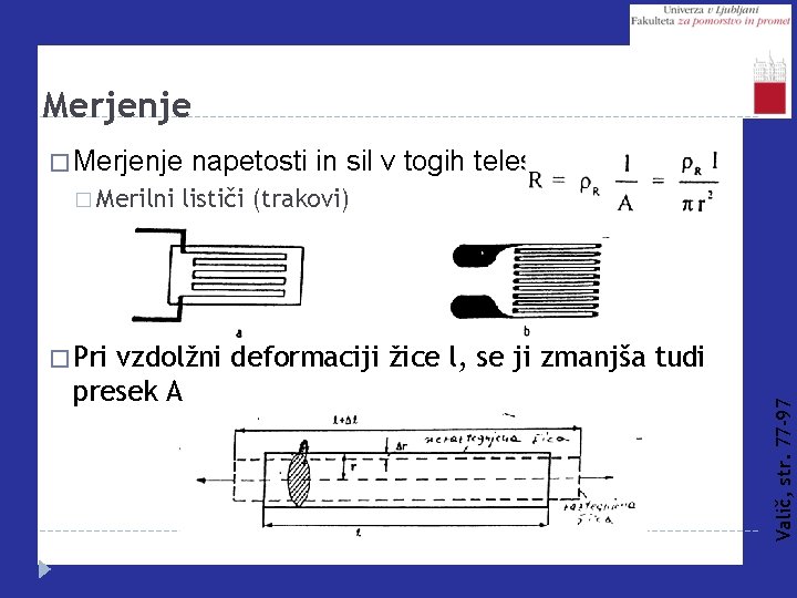 Merjenje � Merilni napetosti in sil v togih telesih lističi (trakovi) vzdolžni deformaciji žice