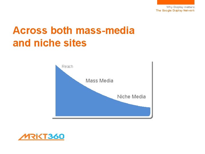 Why Display matters. The Google Display Network Across both mass-media and niche sites Reach