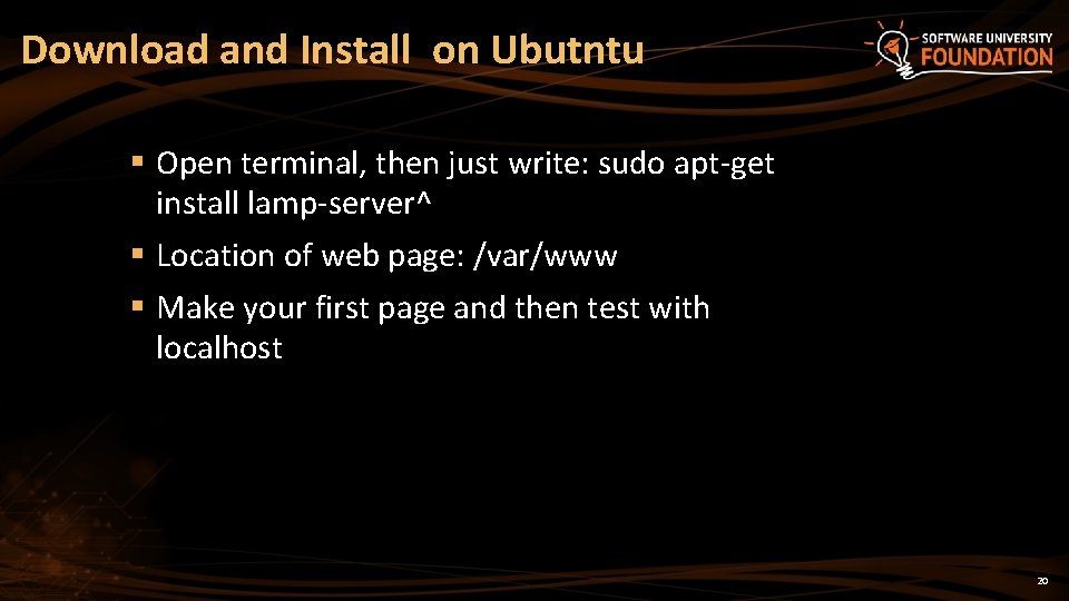 Download and Install on Ubutntu § Open terminal, then just write: sudo apt-get install