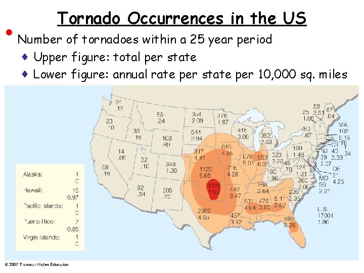  • Tornado Occurrences in the US Number of tornadoes within a 25 year