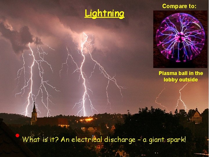 Lightning Compare to: Plasma ball in the lobby outside • What is it? An
