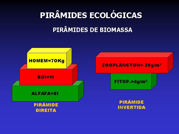 PIR MIDES ECOLÓGICAS PIR MIDES DE BIOMASSA HOMEM=7 OKg BOI=1 t ZOOPL NCTON= 20 PIR MIDES ECOLÓGICAS PIR MIDES DE BIOMASSA HOMEM=7 OKg BOI=1 t ZOOPL NCTON= 20
