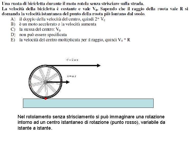 Nel rotolamento senza strisciamento si può immaginare una rotazione intorno ad un centro istantaneo