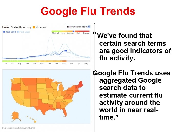 Google Flu Trends “We've found that certain search terms are good indicators of flu
