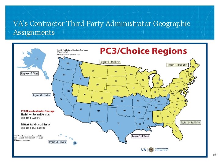 VA’s Contractor Third Party Administrator Geographic Assignments VETERANS HEALTH ADMINISTRATION 26 