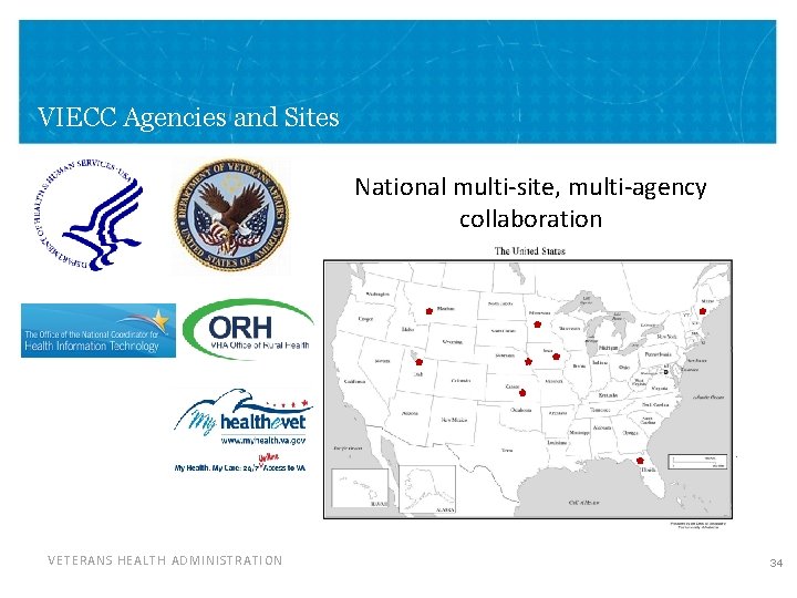 VIECC Agencies and Sites National multi-site, multi-agency collaboration VETERANS HEALTH ADMINISTRATION 34 