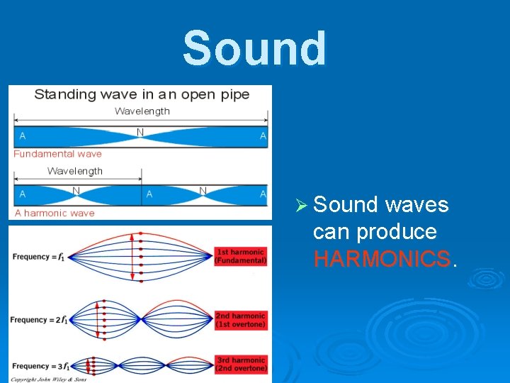 Sound Ø Sound waves can produce HARMONICS. 